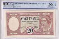 Nle Calédonie 20 Francs - Spécimen - ND (1929) - PCGS 66 OPQ