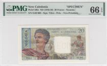 Nle Calédonie 20 Francs Jeune Berger - ND 1958 - Spécimen PMG 66 EPQ