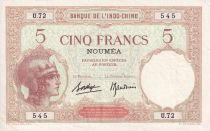 Nle Calédonie 5 Francs - Nouméa - 1926 - Série U.72 - SUP - P.36b