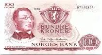 Noruega 100 Kroner Henrik Wergeland - 1970 AU - Prefix M