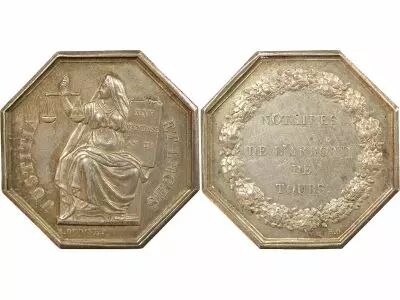 Notaries, Tours - Silver Token - Hand (1845 / 1860)