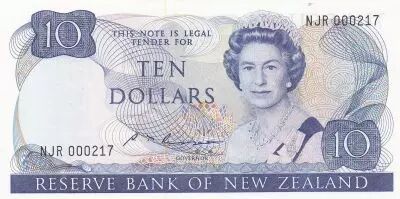 Nouvelle-Z�lande 10 Dollars - Elisabeth II - Nestor Kea - ND (1985-1989) - S�rie NJR - Petit num�ro