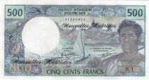 Nouvelles Hébrides 500 Francs Polynésien - Pirogue - 1980 alph N.1