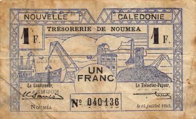 Nueva Caledonia 1 Franc - 15-07-1942 - P.52