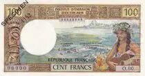 Nueva Caledonia 100 Francs - Tahitian - Specimen - ND (1971) - P.63as