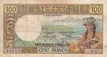 Nueva Caledonia 100 Francs - Woman playing guitar - 1973 - Serial C..2 - P.63b