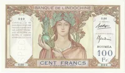 Nueva Caledonia 100 Francs ND (1937) Specimen - P.42