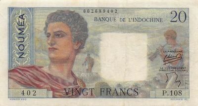 Nueva Caledonia 20 Francs - Young sheperd - ND (1954-1958) - P.50b