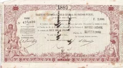 Nueva Caledonia 2000 Francs -  French colonial note - Sign. Chazal - 25-02-1880 - TTB+