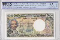 Nueva Caledonia 5000 Francs - Bougainville - Boat - Specimen - (ND 1975) - PCGS OPQ 63 - P.65bs