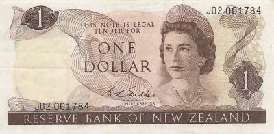 Nueva Zelanda 1 Dollar - Elizabeth II - ND (1968-75) - P.163b