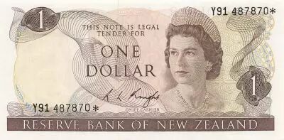 Nueva Zelanda 1 Dollar - Elizabeth II - ND (1975-1977) - Replacement - P.163c