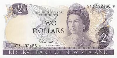 Nueva Zelanda 2 Dollars - Elizabeth II - ND (1977-1981) - Replacement - P.164d