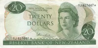 Nueva Zelanda 20 Dollars - Elizabeth II - ND (1977-81) - P.167d