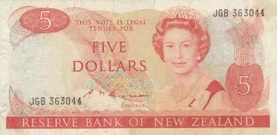 Nueva Zelanda 5 dollars - �lisabeth II - Nouvelle-Z�lande - 1989 - S�rie JGB