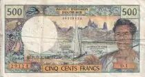 Nuevas H�bridas 500 Francs -  Fisherman - Marquises Islands - 1970 - Serial D.1 - F+ - P.25a