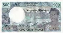 Nuevas H&eacute;bridas 500 Francs - Fisherman - Marquises Islands - ND (1979) - Serial N.1