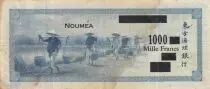 Nuova Caledonia 1000 Francs - Noum&eacute;a - Paddy field - 1944 - Serial C 39