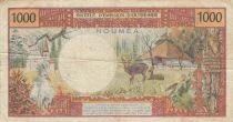 Nuova Caledonia 1000 Francs - Tahitian - Hibiscus, landscape, deer - 1971 - Series B.2