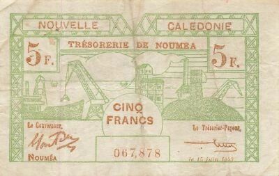 Nuova Caledonia 5 Francs - 15-06-1943 - Noum�a - P.58