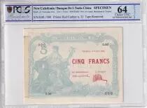 Nuova Caledonia 5 Francs - Noumea - Liberty seated - Specimen - 2 Juin 1924 - PCGS 64 Details - P.19s