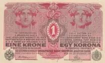 &Ouml;sterreich 1 Krone 1916 - Head of women - Overprint with purple stamp