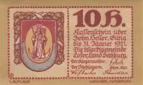 &Ouml;sterreich 10 Heller 1921 - Coat of Arms, Mountains - City of Lofer, notgel 1st type