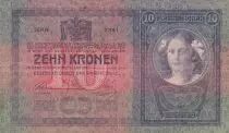 &Ouml;sterreich 10 Kronen 1904 - Overprint with black stamp et postal stamp