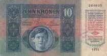 &Ouml;sterreich 10 Kronen 1915 - Overprint purple stamp
