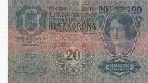 &Ouml;sterreich 10 Kronen 1915 - Overprint with pruple stamp and postal stamp