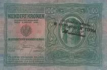 &Ouml;sterreich 100 Kronen 1912 - Overprint with black stamp