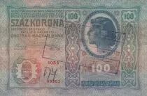 &Ouml;sterreich 100 Kronen 1912 - Overprint with pruple stamp
