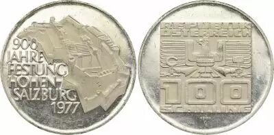 �sterreich 100 Schilling - Hohensalzburg Fortress - 1977