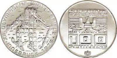 �sterreich 100 schilling, Innsbruck Olympics games  - 1975