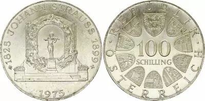 �sterreich 100 shilling,  Johann Strauss - 1975