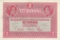 &Ouml;sterreich 2 Kronen - Heads of women - Green ovpt - 1917 - P.50