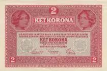 &Ouml;sterreich 2 Kronen - Heads of women - Green ovpt - Number 1638 - 1917
