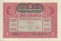 �sterreich 2 Kronen Heads of women - Green ovpt.