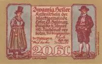 &Ouml;sterreich 20 Heller 1921 - Man and Woman, mountain village - City of Lofer