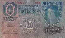 &Ouml;sterreich 20 Kronen - Young woman - Arms - 1913 -P.14