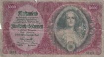 &Ouml;sterreich 5,000 Kronen - Young Woman - Floral Ornament - 1922