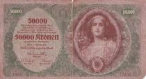 &Ouml;sterreich 5,000 Kronen - Young Woman - Floral Ornament - 1922