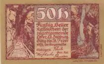 &Ouml;sterreich 50 Heller 1921 - Mountain view - City of Lofer