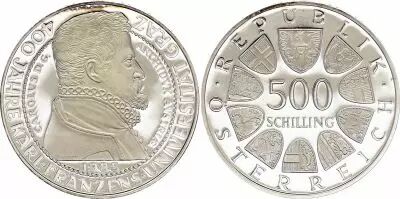 �sterreich 500 schilling, 400 e Anniversary of Graz university - 1976