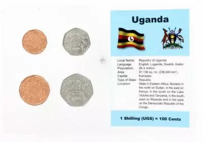 Ouganda Blister 4 monnaies OUGANDA (1 � 10 shillings)