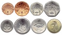 Ouganda Série de 8 pièces - 1-2-5-10-50-100-200-500 Shillings - 1987-2008