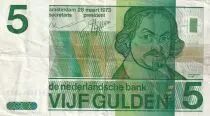 Paesi Bassi 5 Gulden - J. Van den Vondel -  Geometric design - 1973 - Serial 2451044007