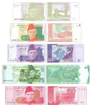 Pakistan Series of 5 banknotes: 10, 20, 50, 75, 100 rupees - Pakistan - 2018/2022