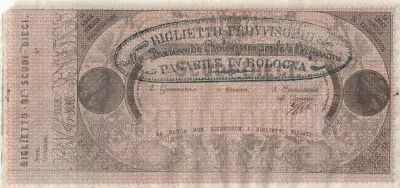 Papal States 10 Scudi - Papal Bank  - 4 Legations - 1853-1855 - XF+