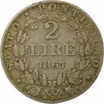 Papal States Pius IX - 2 Silver Lire - 1867 R Rome Year XXII
